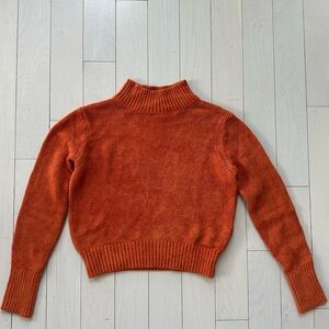 Aritzia cropped mock neck orange sweater